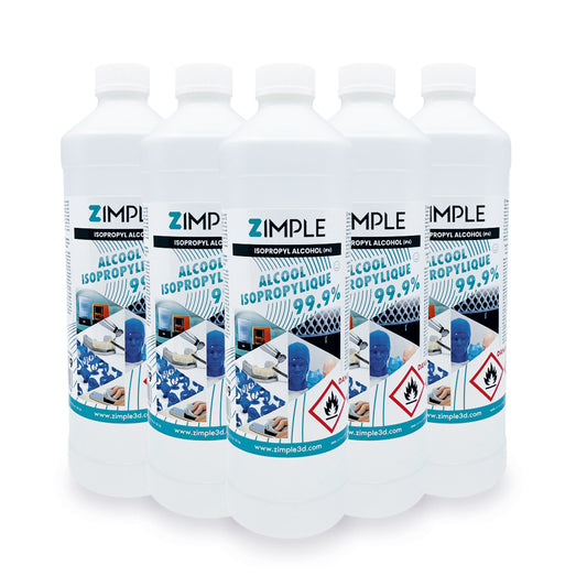 Zimple 3D - Alcool Isopropylique (IPA) - Lot de 5 bouteilles de 1L