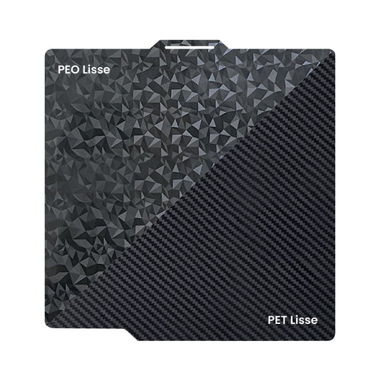 Ziflex - Plateau d'impression pour Bambu Lab Séries X1/X2/P1/P2/A1 - PEO & Fibre de Carbon PET Smooth - 257 x 257 mm