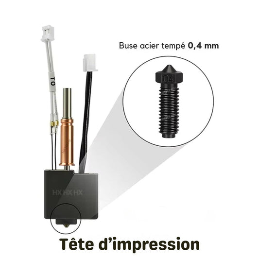 Zimple3D - Anycubic Kobra 3 - Tête d'impression (Hotend kit)  - Acier tempé (Hard steel) - 0.4 mm